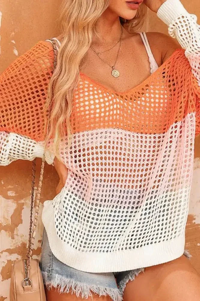 Twisted Back Round Neck Contrast Knit Cover Up - Update AvenueFestival VibesTrendsi1001003298557111001003298557114cfb9850 - cfa2 - 490d - 84bc - a14f76812253 - MaxTangerine