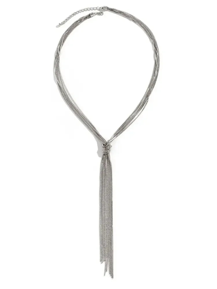 Twisted Knot ChainTassel Necklace