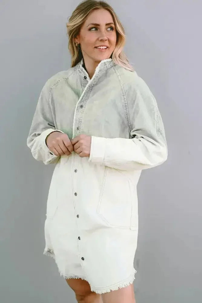 Two - Tone Raw Hem Denim Dress - Update AvenueDenim Dresses & SkirtsTrendsi1001003291508281001003291508281343e240d828402fabd314b66d0c66c7 - MaxCream
