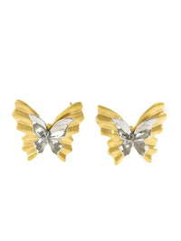 Two-Tone Stainless Steel Butterfly Earrings