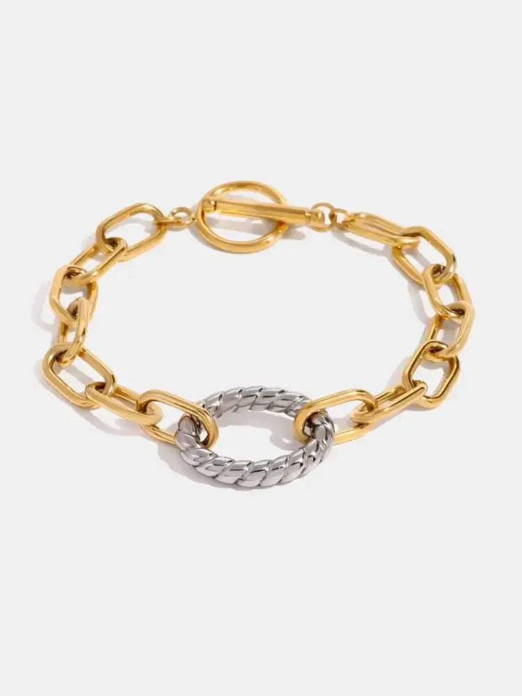 Two - Tone Stainless Steel Chain Bracelet - Update AvenueBraceletsTrendsi100500396491301100500396491301Two - Tone Stainless Steel Chain BraceletGold
