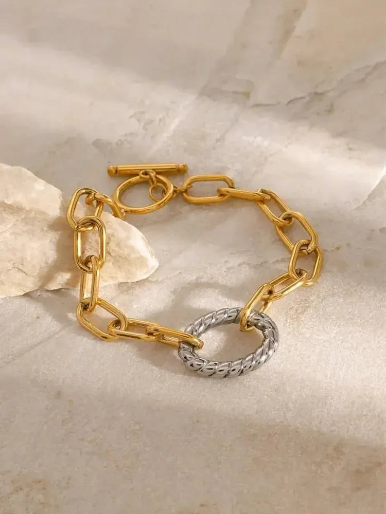 Two - Tone Stainless Steel Chain Bracelet - Update AvenueBraceletsTrendsi100500396491301100500396491301Two - Tone Stainless Steel Chain BraceletGold