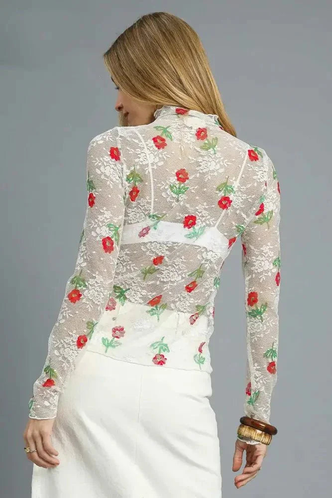 Umgee Floral Mock Neck Long Sleeve Sheer Top - Update AvenueT-ShirtsTrendsi10010058708193210010058708193228fc74bb - 2c79 - 4240 - b4ea - c95563793505 - Max - OriginWhite