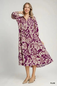 Umgee Floral Print Tiered Midi Dress - Update AvenueCasual DressesTrendsi100100564961041100100564961041Umgee Floral Print Tiered Midi DressPLUM