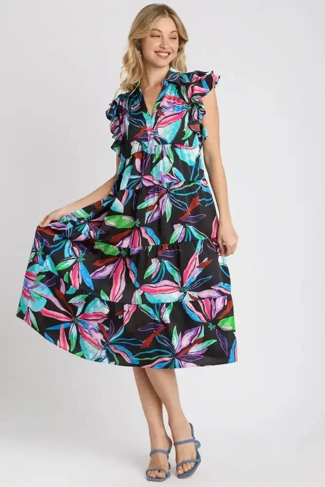 Umgee Full Size Leaf Print Double Layered Ruffle Sleeve Tiered Midi Dress Plus Size - Update AvenueVacation StyleTrendsi10010052962169510010052962169548cacc9f - 5a0f - 46e2 - a84e - 5cf4aba7a9fc - MaxBLACKMIX