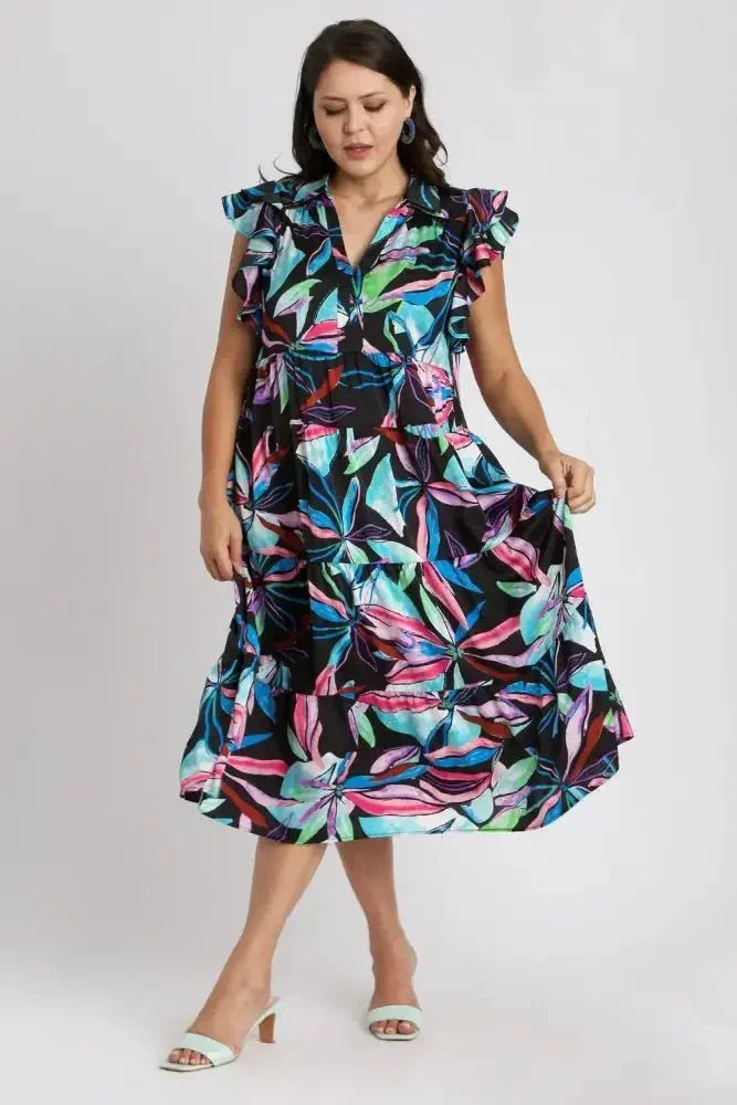 Umgee Full Size Leaf Print Double Layered Ruffle Sleeve Tiered Midi Dress Plus Size - Update AvenueVacation StyleTrendsi100100529621695100100529621695bc646760 - 28c0 - 4dcb - 9ff1 - e220c1df5f6f - MaxBLACKMIX