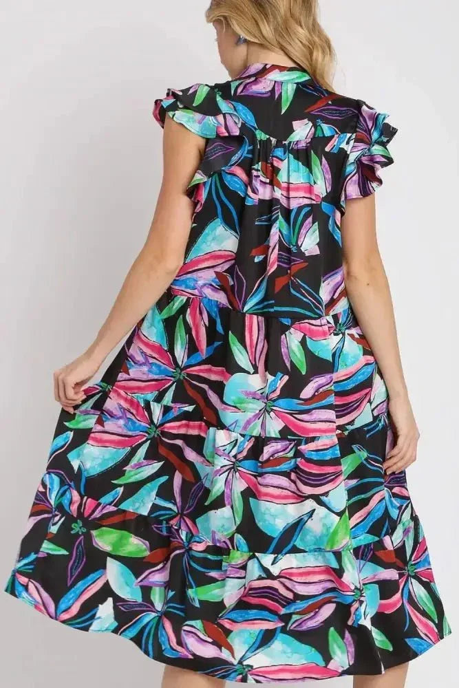 Umgee Full Size Leaf Print Double Layered Ruffle Sleeve Tiered Midi Dress Plus Size - Update AvenueVacation StyleTrendsi100100529621695100100529621695fd536a18 - 6296 - 4b66 - 9c34 - 6560ca4173c7 - MaxBLACKMIX