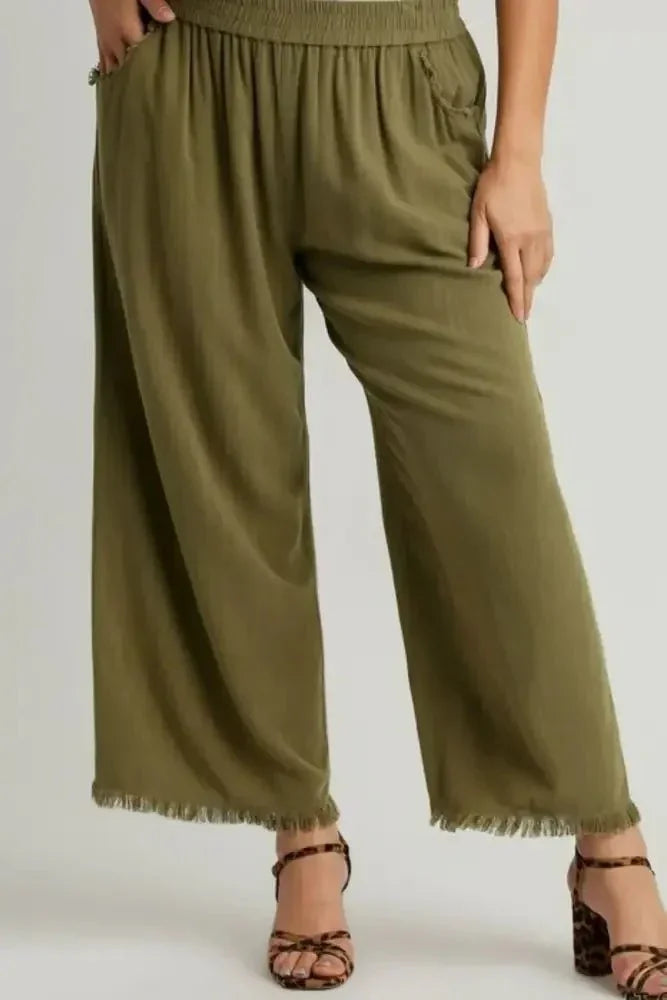 Umgee Full Size Linen Blend Elastic Waistband Wide Leg Pants Plus Size - Update AvenueVacation StyleTrendsi1001000830815721001000830815728bad6f08 - 8201 - 4f34 - a833 - c302be9ebe78 - MaxYellow - Green
