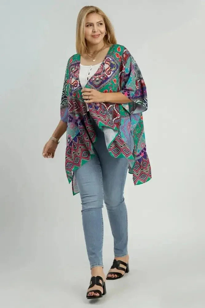 Umgee Full Size Mixed Print Ruffle Hem Open Front Cover Up Plus Size - Update AvenueVacation StyleTrendsi10010051024159910010051024159969182a93 - 37d8 - 4a7d - bdc8 - 3cef5bd49873 - MaxTurquoise