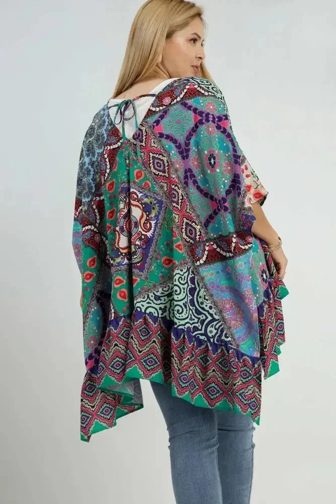 Umgee Full Size Mixed Print Ruffle Hem Open Front Cover Up Plus Size - Update AvenueVacation StyleTrendsi1001005102415991001005102415998d166a76 - 147d - 4f11 - 9686 - 1fc5cae620d6 - MaxTurquoise