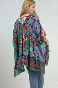 Umgee Full Size Mixed Print Ruffle Hem Open Front Cover Up Plus Size - Update AvenueVacation StyleTrendsi1001005102415991001005102415998d166a76 - 147d - 4f11 - 9686 - 1fc5cae620d6 - MaxTurquoise