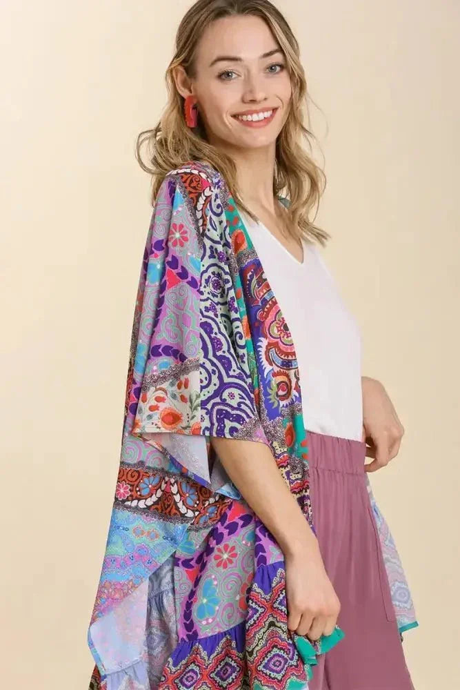 Umgee Full Size Mixed Print Ruffle Hem Open Front Cover Up Plus Size - Update AvenueVacation StyleTrendsi100100510241599100100510241599e98c852c - aac9 - 4353 - 90b0 - 4dd725e89f29 - MaxTurquoise