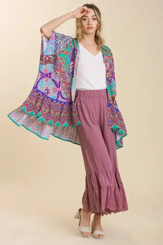 Umgee Full Size Mixed Print Ruffle Hem Open Front Cover Up Plus Size - Update AvenueVacation StyleTrendsi100100510241599100100510241599e47d4627 - a509 - 4dde - abaf - b8104e783f19 - MaxTurquoise