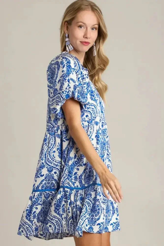 Umgee Full Size Printed Notched Puff Sleeve Mini Dress Plus Size - Update AvenueEffortless Elegance: DressesTrendsi1001002278110271001002278110273d1f8caa - e0c5 - 4e6a - 8502 - 1caca66683cc - MaxRoyal Blue