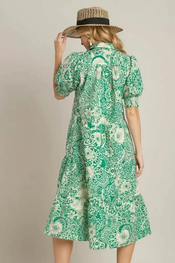 Umgee Full Size Printed Smocked Cuff Puff Sleeve Midi Dress Plus Size - Update AvenueVacation StyleTrendsi100100620171147100100620171147e93e9751 - d201 - 429c - 86ca - d0e4bdc562ad - MaxGreen