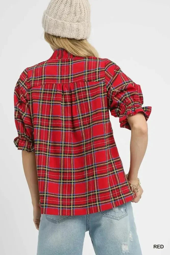 Umgee Plaid Smocked V - Neck Flannel Top - Update AvenueTrendsi1001009132019671001009132019673d5dd59a - 3a32 - 4058 - 8e7f - 751deeb87a88 - Max - OriginRed