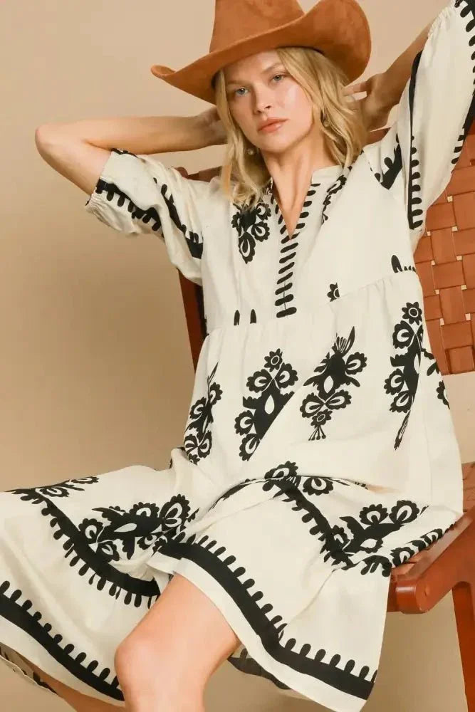 Umgee Printed Notched Midi Dress - Update AvenueFestival VibesTrendsi1001001060111421001001060111423feb9975 - cd50 - 472f - a7c2 - a77793a4a698 - MaxCream