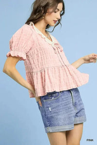 Umgee Short Sleeve Gingham Lace Peplum Blouse - Update AvenueTrendsi100100580091089100100580091089ed5fdf73 - 100a - 4ed2 - ab9b - 006c0434dc75 - Max - OriginPink