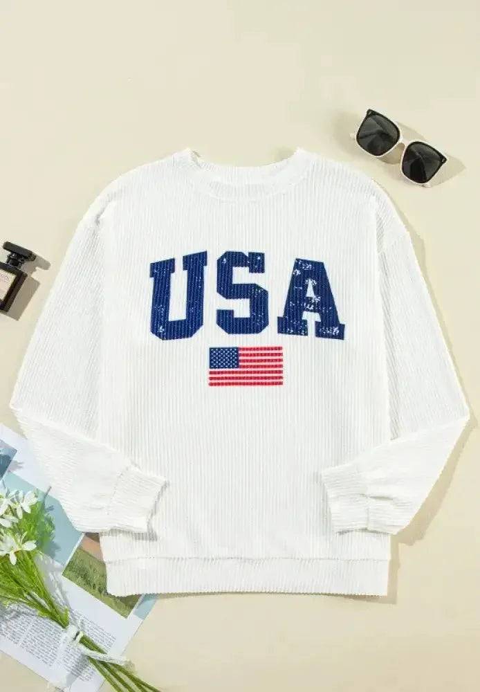 US Flag Corded Long Sleeve Sweatshirt - Update AvenueHonor the Stars and StripesTrendsi100100963166145100100963166145d4b3c780 - 10d4 - 4fb4 - 95c1 - 577b39acdc85 - MaxWhite