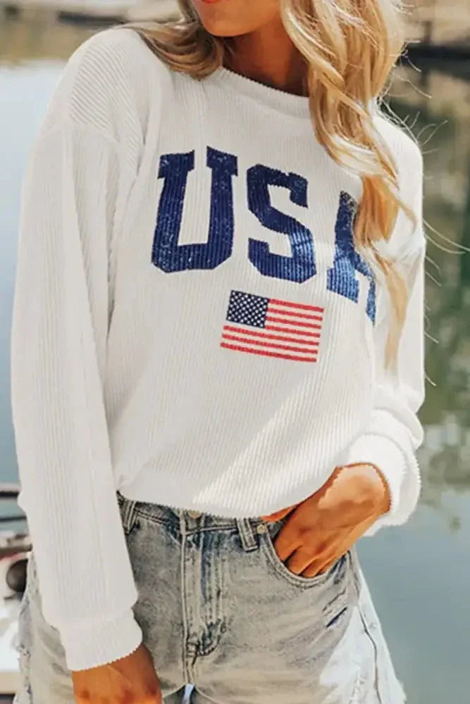 US Flag Corded Long Sleeve Sweatshirt - Update AvenueHonor the Stars and StripesTrendsi10010096316614510010096316614527689358 - 9c0a - 4756 - be96 - c5b55aa7f406 - MaxWhite