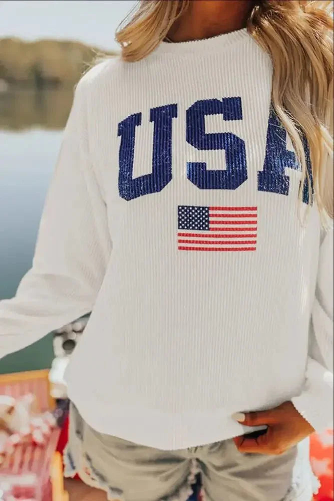 US Flag Corded Long Sleeve Sweatshirt - Update AvenueHonor the Stars and StripesTrendsi10010096316614510010096316614522eda73f - 8bb4 - 4d4e - 82f6 - 0375a4f1d56f - MaxWhite