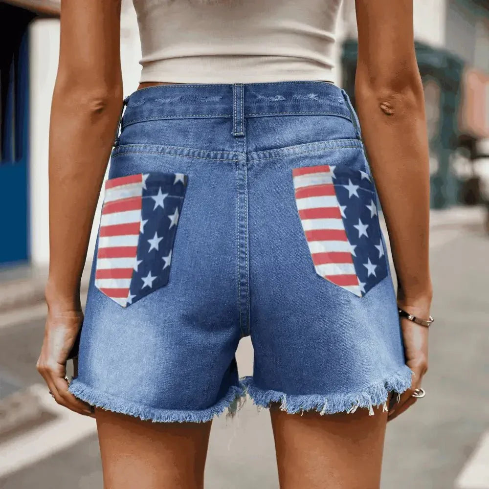 US Flag Distressed Denim Shorts - Update AvenueHonor the Stars and StripesTrendsi10010088491265210010088491265246694319ec6544ec8fa8d8f8407319af - MaxCerulean