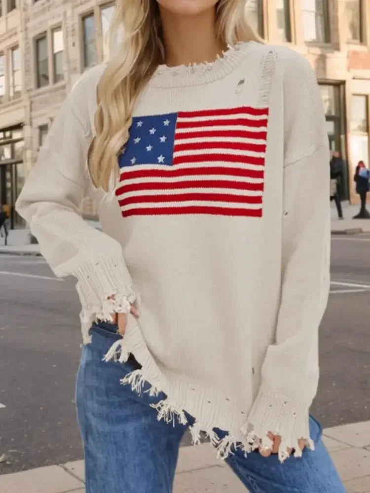 US Flag Distressed Round Neck Long Sleeve Sweater - Update AvenueHonor the Stars and StripesTrendsi100100575711214100100575711214aaba6a6d - dc17 - 40c4 - 97eb - 051cda08b40e - MaxCream