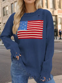 US Flag Distressed Round Neck Long Sleeve Sweater - Update AvenueHonor the Stars and StripesTrendsi100100575715302100100575715302c5bff1a5 - b983 - 46c2 - 8a57 - 956d466ba90d - MaxFrench Blue