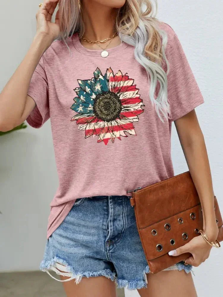 US Flag Flower Graphic Tee - Update AvenueHonor the Stars and StripesTrendsi10010197015008710010197015008705573b55425f40748284bd9470051a3c - MaxBlush Pink