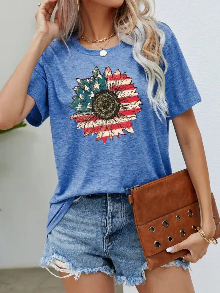 US Flag Flower Graphic Tee - Update AvenueHonor the Stars and StripesTrendsi100101970155018100101970155018aec79f00f6ec4ba09d02a812f40435e6 - MaxCobalt Blue
