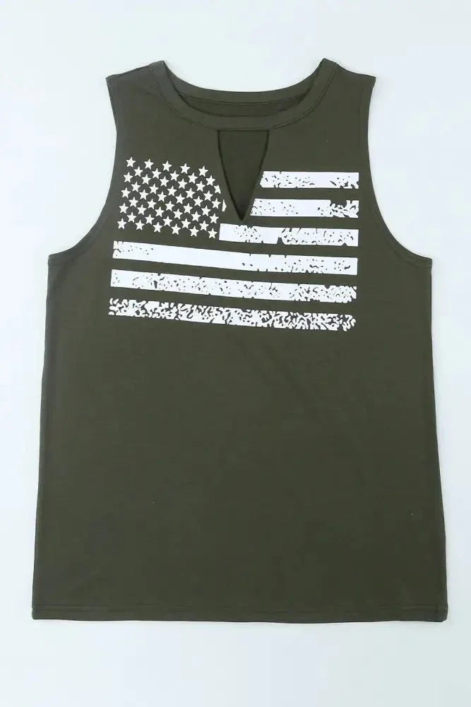US Flag Graphic Cutout Round Neck Tank - Update AvenueHonor the Stars and StripesTrendsi100101106780570100101106780570a0d1ffa6fddd4839a53bfed5c131ed99 - MaxArmy Green