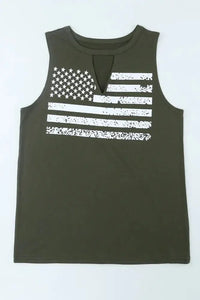 US Flag Graphic Cutout Round Neck Tank - Update AvenueHonor the Stars and StripesTrendsi100101106780570100101106780570a0d1ffa6fddd4839a53bfed5c131ed99 - MaxArmy Green