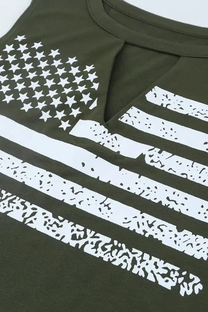 US Flag Graphic Cutout Round Neck Tank - Update AvenueHonor the Stars and StripesTrendsi100101106780570100101106780570afe487f707c64bf3b747a2e2f85a7cd7 - MaxArmy Green