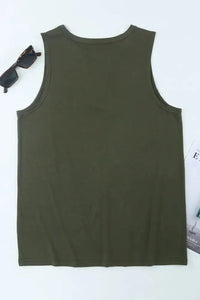 US Flag Graphic Cutout Round Neck Tank - Update AvenueHonor the Stars and StripesTrendsi100101106780570100101106780570e7db13810cdc4238a8f718f024a5ba1e - MaxArmy Green