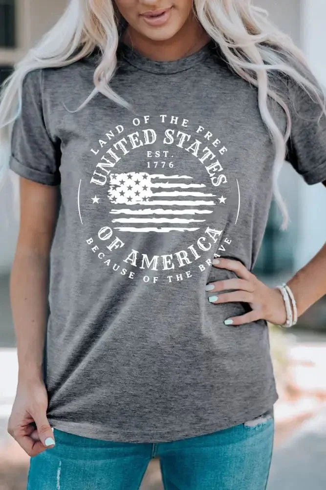 US Flag Graphic Short Sleeve Tee - Update AvenueHonor the Stars and StripesTrendsi100101884204493100101884204493a6b4364eb0644664bf524f3633664c2e - MaxMid Gray