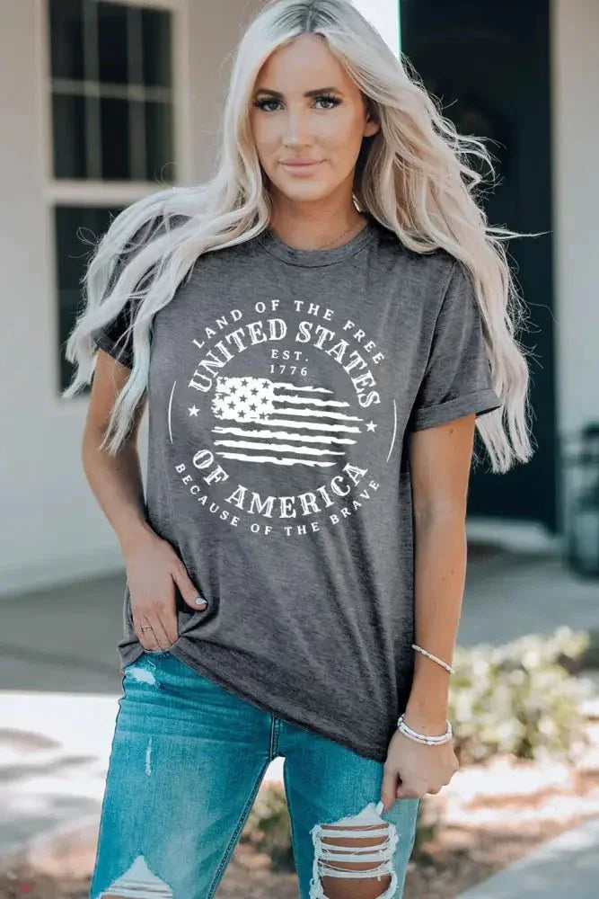 US Flag Graphic Short Sleeve Tee - Update AvenueHonor the Stars and StripesTrendsi100101884204493100101884204493aa092f609a2a42a6aa289ae60296aaa6 - MaxMid Gray