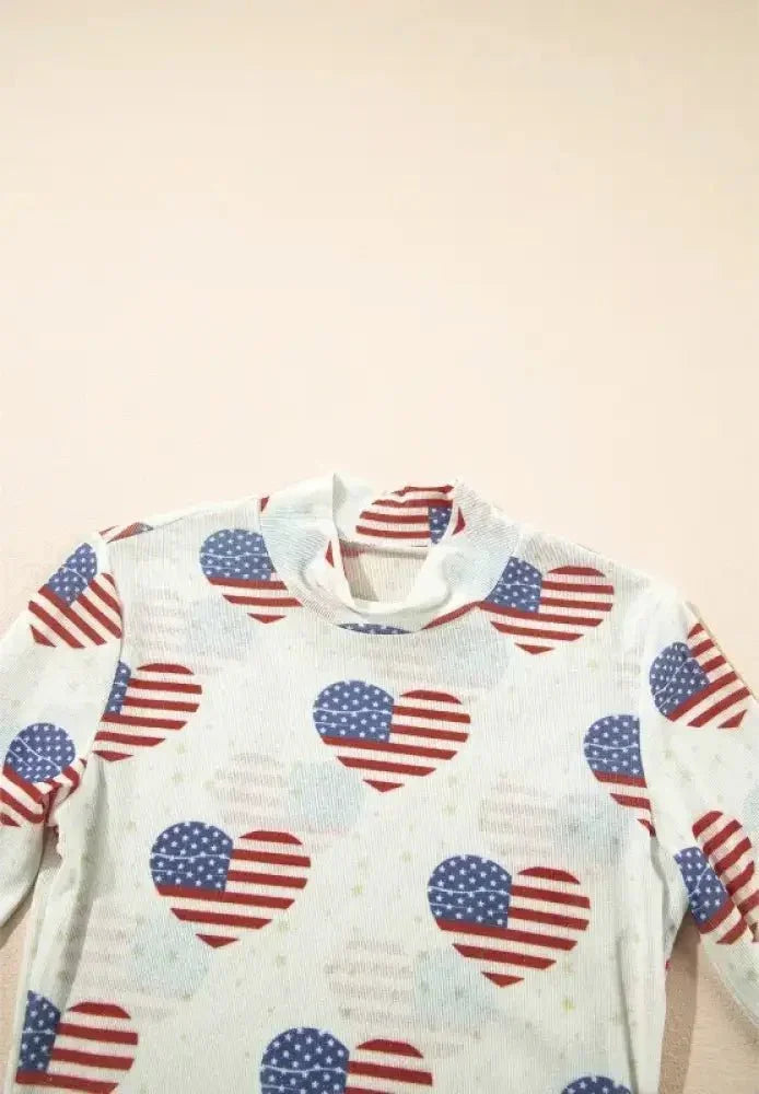 US Flag Heart Mock Neck Long Sleeve Bodysuit - Update AvenueHonor the Stars and StripesTrendsi10010044316114610010044316114652a5e069 - 04b4 - 4a5c - 81cc - 9e2cb8cc21d4 - MaxWhite