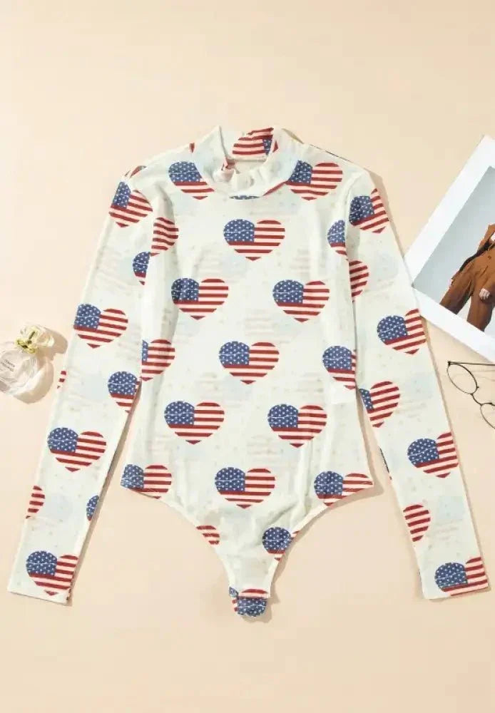 US Flag Heart Mock Neck Long Sleeve Bodysuit - Update AvenueHonor the Stars and StripesTrendsi100100443161146100100443161146d3535af8 - 62eb - 4988 - 815f - 8c07516d51aa - MaxWhite
