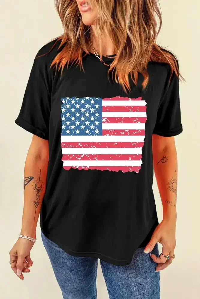 US Flag Round Neck Short Sleeve T-Shirt - Update AvenueHonor the Stars and StripesTrendsi100100060241031100100060241031de8cf9dc - 1a8c - 479d - 8f99 - d10fa629c603 - MaxBlack