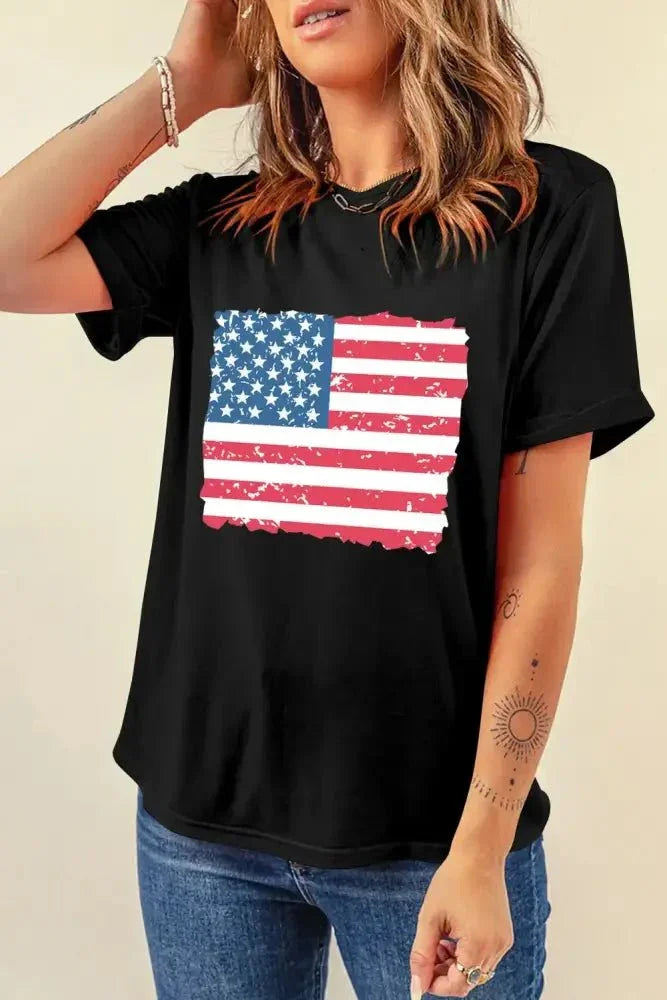 US Flag Round Neck Short Sleeve T-Shirt - Update AvenueHonor the Stars and StripesTrendsi10010006024103110010006024103124d2d151 - 88d6 - 4b25 - a997 - 6997cfbb5875 - MaxBlack