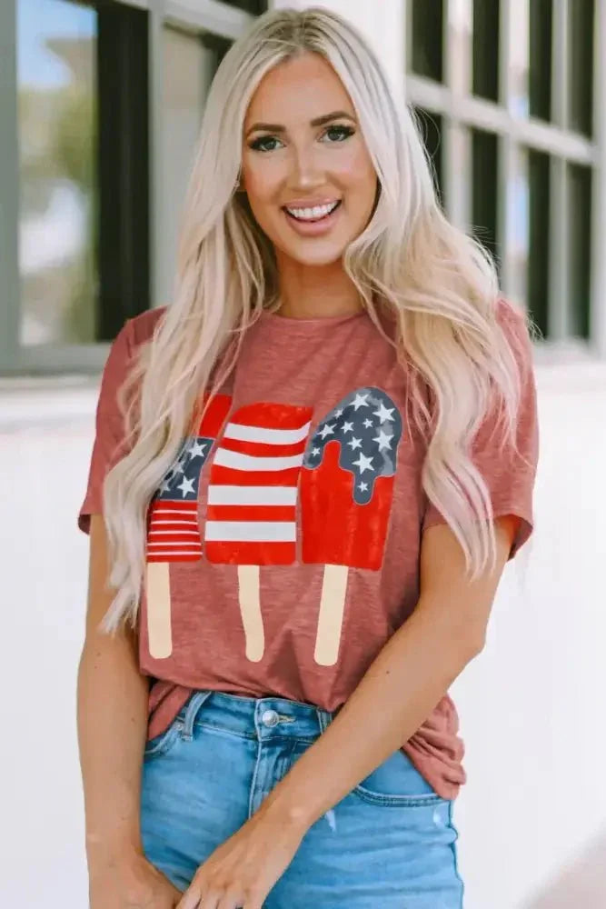 US Flag Round Neck Short Sleeve T-Shirt - Update AvenueHonor the Stars and StripesTrendsi100100100181356100100100181356f2db978b - fa39 - 40af - 8748 - 15f91951d86d - MaxWatermelon pink