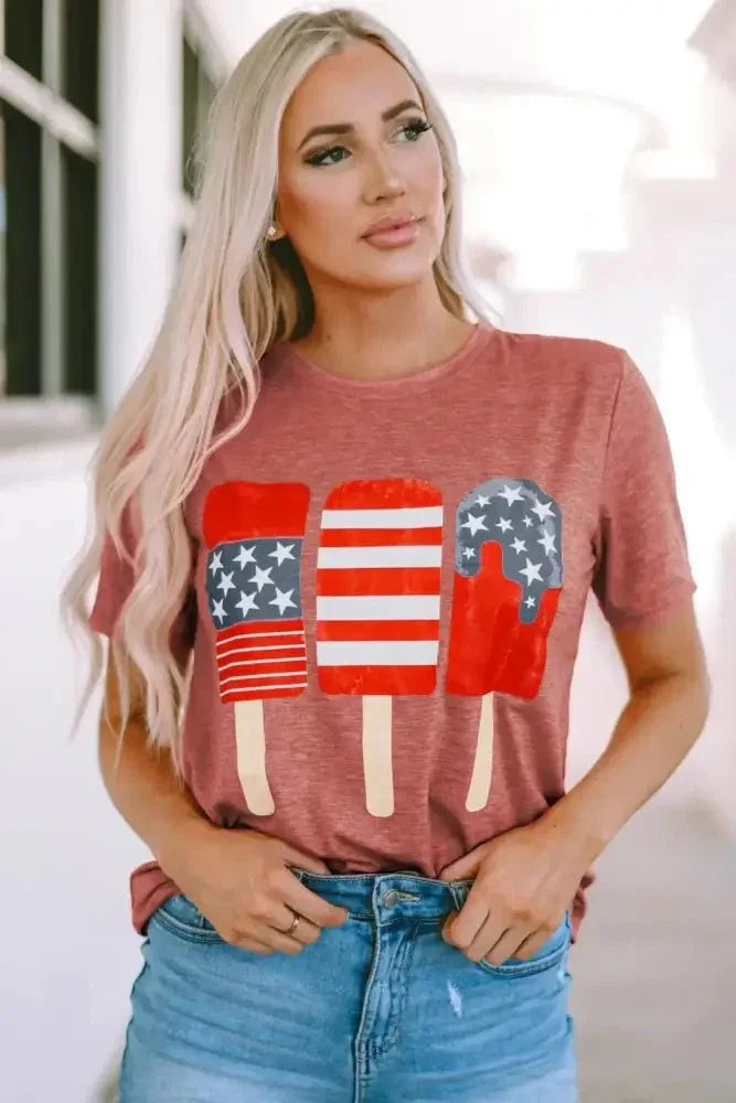 US Flag Round Neck Short Sleeve T-Shirt - Update AvenueHonor the Stars and StripesTrendsi100100100181356100100100181356d80ad810 - 04b8 - 498d - 8dbe - 05c1724a891c - MaxWatermelon pink