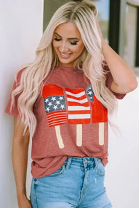 US Flag Round Neck Short Sleeve T-Shirt - Update AvenueHonor the Stars and StripesTrendsi100100100181356100100100181356b9956acd - e876 - 4749 - bd16 - f293cdcf6881 - MaxWatermelon pink