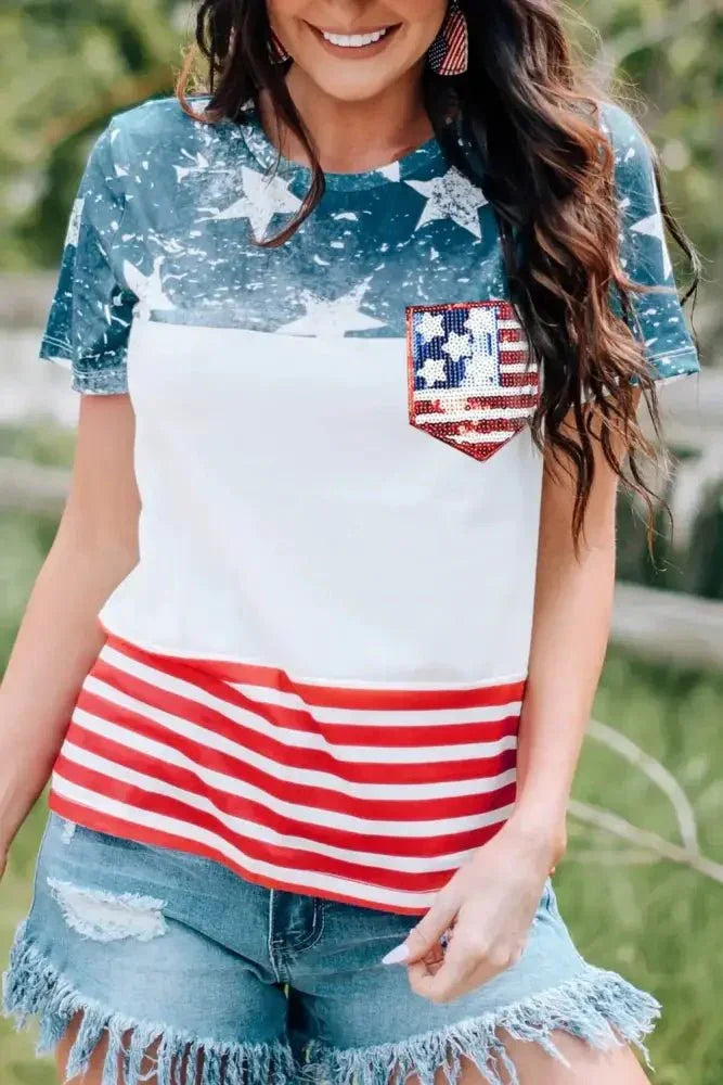 US Flag Round Neck Short Sleeve T-Shirt - Update AvenueHonor the Stars and StripesTrendsi100100139151899100100139151899e240502f - 848a - 4777 - b561 - 14d963ff14ad - MaxWhite
