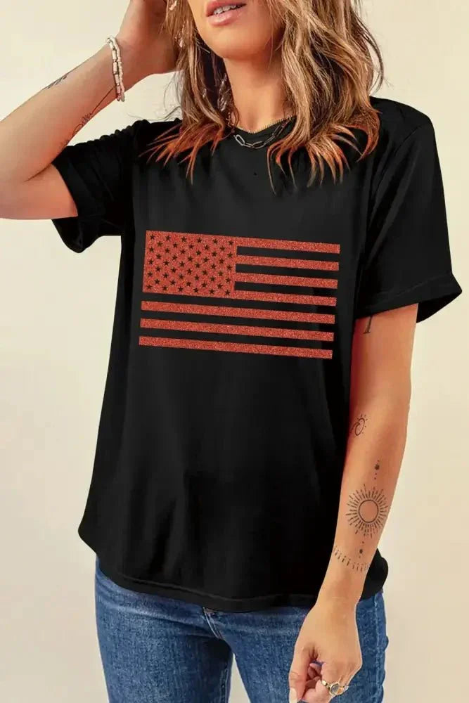US Flag Round Neck Short Sleeve T-Shirt - Update AvenueHonor the Stars and StripesTrendsi100100403771954100100403771954f79fff0e - 0df3 - 476e - 8b29 - 905b903c85a7 - MaxBlack
