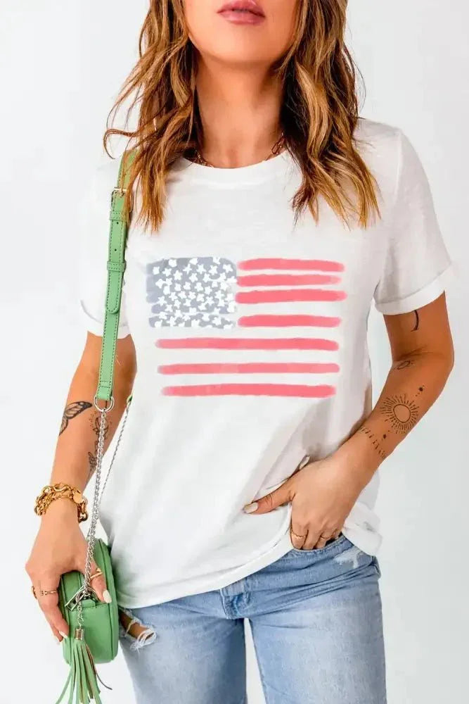 US Flag Round Neck Short Sleeve T-Shirt - Update AvenueHonor the Stars and StripesTrendsi1001004429918761001004429918768ac85622 - 2569 - 4f71 - bccf - b1d056803715 - MaxWhite