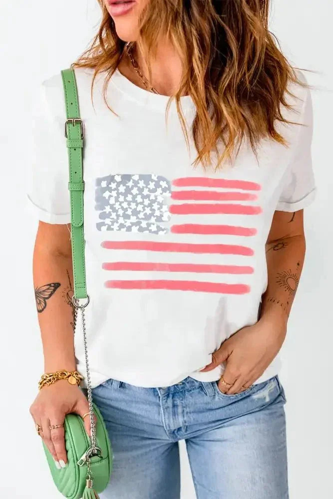 US Flag Round Neck Short Sleeve T-Shirt - Update AvenueHonor the Stars and StripesTrendsi100100442991876100100442991876c36d7485 - 9dcf - 49a0 - 8441 - 1c5d00bb1b5a - MaxWhite