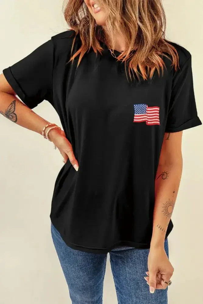 US Flag Round Neck Short Sleeve T-Shirt - Update AvenueHonor the Stars and StripesTrendsi1001007326213641001007326213649429fa2f - 760b - 4fcb - aebe - fa97635feaef - MaxBlack