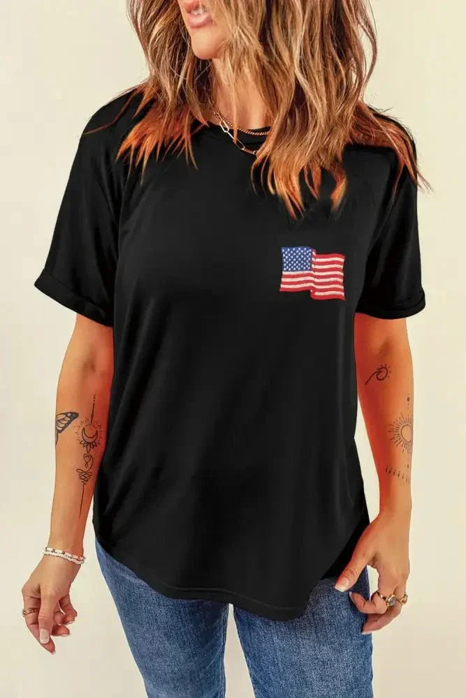 US Flag Round Neck Short Sleeve T-Shirt - Update AvenueHonor the Stars and StripesTrendsi10010073262136410010073262136431a036f6 - f817 - 40b0 - abad - cf10f104cbef - MaxBlack