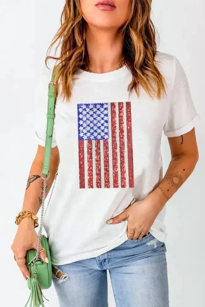 US Flag Round Neck Short Sleeve T-Shirt - Update AvenueHonor the Stars and StripesTrendsi100100767681692100100767681692b3012cc1 - 26e0 - 4dc1 - be4f - 64420e863c2a - MaxWhite